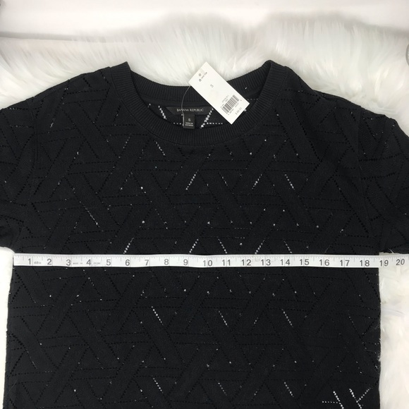 Banana Republic NEW With Tags Black 3/4 Pointelle Geometric Top Small - Picture 5 of 8
